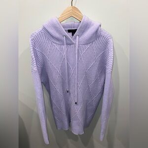 Ann Taylor Lavender Cable Knit Pullover Hoodie Sweater Women’s Large Petite